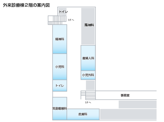 外来診療棟2階の案内図